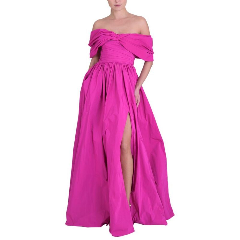 Marchesa Notte Womens  Draped Gown, Ink